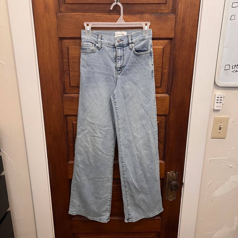 FRAME Le Slim Palazzo Jeans Womens Size 24 Light Wash Wide Leg High Rise Denim